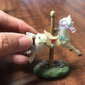 Set of 2 ceramic carousel horses